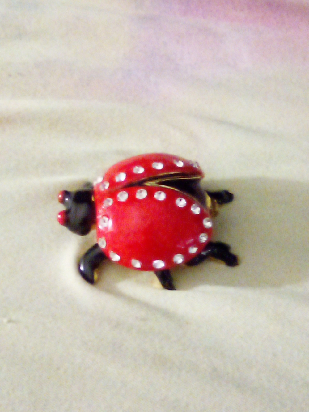 Red Rhinestone Ladybug Tiny Pill Box - Picture 2 of 5